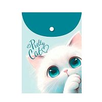 Папка-конверт на кнопке А6 (115*165мм) КОКОС "Пушистик" 251327 непрозр.с рис.,пластик,150мкм