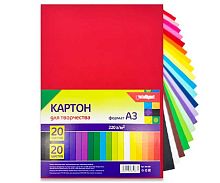 Картон цв. двухстор. А3 20л.20цв. INTELLIGENT DK-180 пвх-пакет