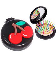 Расчёска массажная детская складная "Карамель. Вишенки" 215-917 чёрный,6см