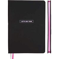 Записная книжка А5  80л. deVENTE "Black&Metallic" 2051602 кож.зам.,чёрн.с роз.,клетка,бел.бум.