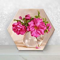 Картина по номерам с кристаллами из хрусталя Котеин Гексагон "Бузин.Розовый букет" 37*32 VSH0007(17ц
