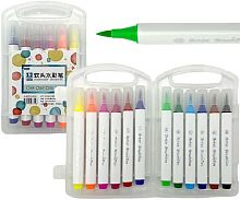 Фломастеры-кисти 12цв. INTELLIGENT "Акварельные" DG-72 смыв.,вент.колп.,трёхгр.,пласт.пенал