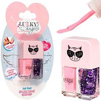 Лак для ногтей двойной 1TOY Lukky Angel Just Duet "Kitty" Т25839 св.розово-сиреневый,фиалк.перлам.