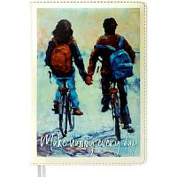Ежедневник н/д А5 160л. deVENTE кож.зам. "Couple on bicycles" 2234478 перламутр,бел.бум.