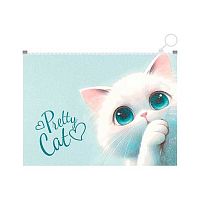 Папка на молнии А5 КОКОС "Пушистик" 251421 ПВХ,искрящ.фактура,с рис.,0,18мм