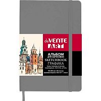 Скетчбук А6  80л. deVENTE тв.обл. "Art" 2134418 св.-серый,кож.зам.,крем.бум.140 г/м2