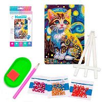 Мозаика алмазная ПГС "Кошечка" 10*15см MML-827-14 част.выкл.,подставка