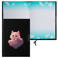 Записная книжка А6  56л. КОКОС "Dream Cat" 253016 тв.обл.,мат.лам.,апплик.,блёстки,замочек,лин.