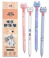 Ручка детск. авт. гелевая INTELLIGENT "Кот" DM-2 чёрная,0,5мм,с фигуркой,асс.