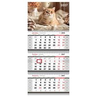 Календарь кварт. 2027г. BG "Пушистый год" 390933 бег.,3-х бл.,3гр.,29,5*66см,65г/м2