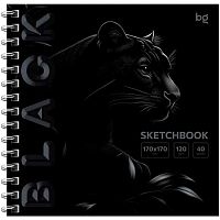 Скетчбук 170*170мм  40л. BG спираль "Black. Tiger" 64601 выб.лак,софт-тач,120г/м2