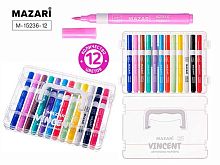 Маркеры акрил. 12цв. MAZARI "Винсент" M-15236-12 кистевидный,пластик.пенал