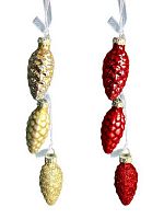 Игрушка ел. ФЕНИКС "Шишка" 95668 стекл.,2,5*2,5*6см,асс.золото/красный