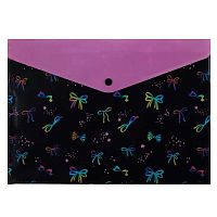 Папка-конверт на кнопке А4 КОКОС "Bow style" 251301 непрозр.с рис.,пластик,150мкм