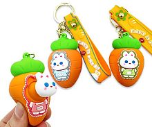 Брелок д/ключей INTELLIGENT "Морковь" DK-310 резин.,с карабин,кольцом,лентой,6,5см,асс.