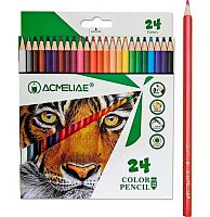 Карандаши пластик. 24цв. ACMELIAE PCP-024 шестигр.,к/к