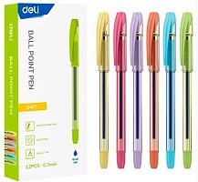 Ручка шар. DELI EQ40T (2073947) синяя,0,7мм,резин.манжета