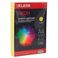 Бумага А4 д/офисной техники КЛЕРК 500л. неон жёлтый 206777 80г/м2