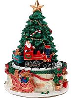 Статуэтка НГ Миленд "Ёлочка с поездом" НУ-7081 механ.с музыкой,полирезина,12*11,5*15,2см