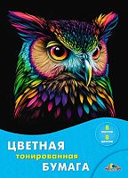 Бумага цв. тонир. А4  8л. 8цв. АППЛИКА Сова" С2767-13 в папке