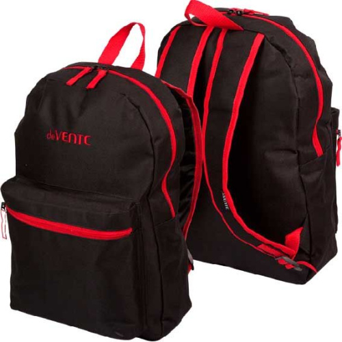 Рюкзак подростковый deVENTE "Black" 7032380 чёрный с красным,40*29*17см