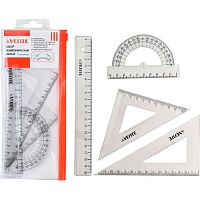 Набор геом. deVENTE (4предм.) 5092000 (линейка 20см,трансп.,2угол.) прозр.,ПВХ-чехол