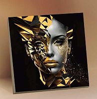 Картина по номерам с поталью Котеин "Золотая девушка" 30*30см KH1228P (21цв.)