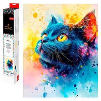Мозаика алмазная ФЕНИКС "Чёрный котёнок" 70825 холст,40*50см,полн.выкл.,подрам.
