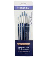 Набор кистей  6шт. Bomeijia (синтетика кр.№2,4,6,8,10,12) DN-96 синие,ПВХ-пакете