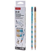 Карандаш ч/гр. с ласт. ХАТ "2х2" 092488 НВ,кругл.корп.,чёрн.дерево,заточ.,к/к