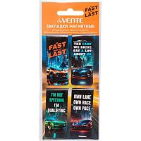 Закладки магнитные deVENTE "Fast Or Last" 8065503 (4шт) блист.