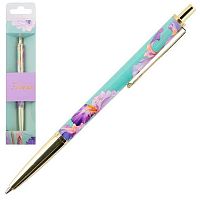 Ручка подар. авт. шар. Fiorenzo "Ирисы" 253074 синяя,0,7мм,метал.корп.,с рис.,карт.футл.