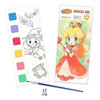 Набор раскрасок 12в1 ПГС "Принцесса" Р-21472-3 Кир323 кисть+краски,8*19