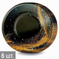Тарелка бум. "Чёрное с золотом" 23см (6шт) 3.0000872
