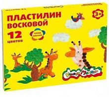 Пластилин 12цв.,180гр. Каляка-Маляка ПВКМ12 восковый со стеком