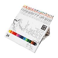 Карандаши 24цв. BV "Sketch&Art" 30-0152 трёхгр.,гриф.3мм,к/к