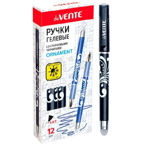 Ручка гелевая "Пиши-Стирай" deVENTE 5051842 синяя,0,7мм,п/прозр.корп.синий,с ласт.