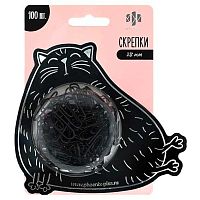 Скрепки 28мм 100шт. ФЕНИКС "Чёрный котик" 71492 чёрный,металл.,ПВХ,блистер