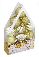 Набор ёлочных шаров Миленд "Красивый домик" НУ-0460 (12шт),4см,золотой