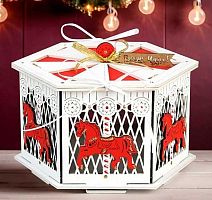 Подар. упаковка НГ "Карусель малая" ПУ893-02-0306 мдф,белый-красный