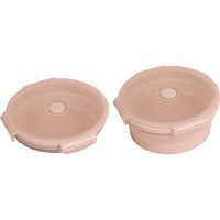 Ланчбокс deVENTE 8090409 складн.,круглый,850мл,бежев.,силикон,d-16см,высота-7см