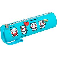 Пенал-тубус силикон deVENTE 200*60*60 "Panda Friend" 7021506 (40предм.) голуб.,силикон.петля