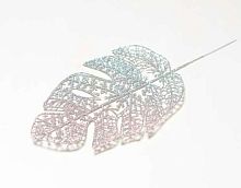 Ветка-лист монстера малый мерцающий серебряный ФРФ 151.151 (1010237)