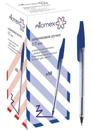 Ручка шар. ATTOMEX 5073310 полупрозр.корпус, 0,7мм, синяя