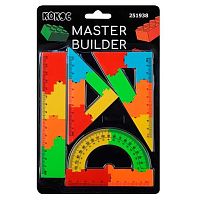 Набор геом. КОКОС (4предм.) "Master builder" 251938 (линейка 15см, 2треуг.,трансп.)
