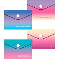 Папка-конверт на кнопке А7 deVENTE "Degrade" 3071319 непрозр.с рис.,180мкм,фольга,асс.