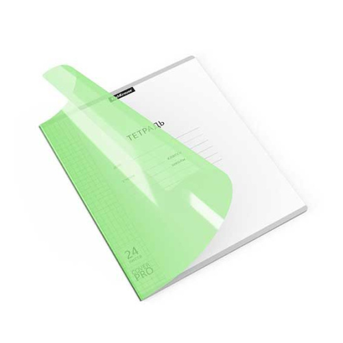 Тетрадь 24л. (клетка) EK пластик.обл. "Классика CoverPrо Neon зелёный" 56380
