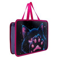 Папка пластик,с ручками А4+ КОКОС "Cosmo Cat" 250929 на молн.