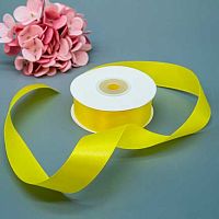 Лента 2,5см*22,85м атласная жёлтая Микрос ч37733