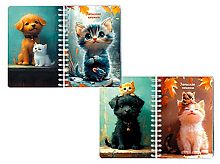 Записная книжка А6  80л. АППЛИКА спираль Перевертыш "Пушистые друзья" С1226-73